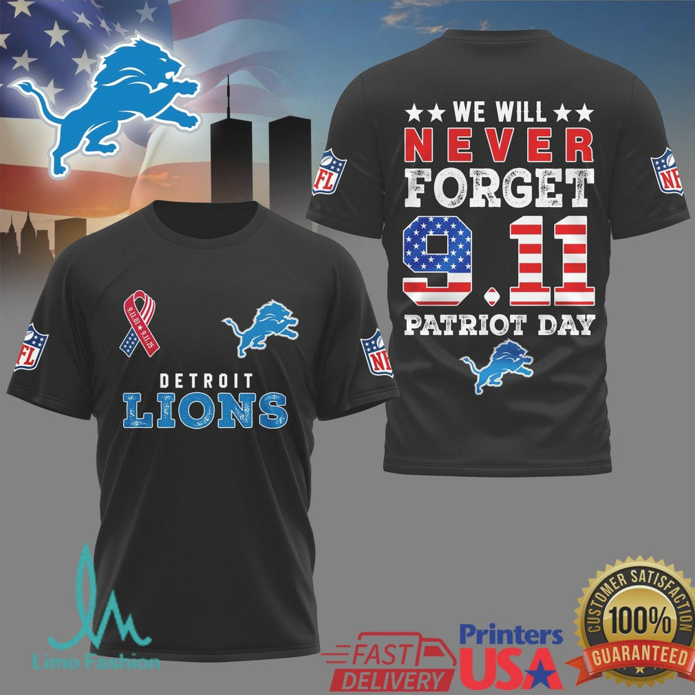Green Bay Packers & Detroit Lions Patriot Day 9.11 Never Forget Memorial T Shirt