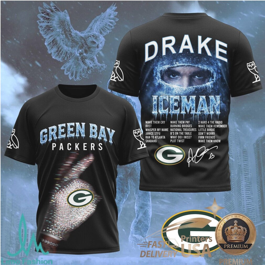 Green Bay Packers Drake Iceman Graphic Football T Shirt - Limotees LLC