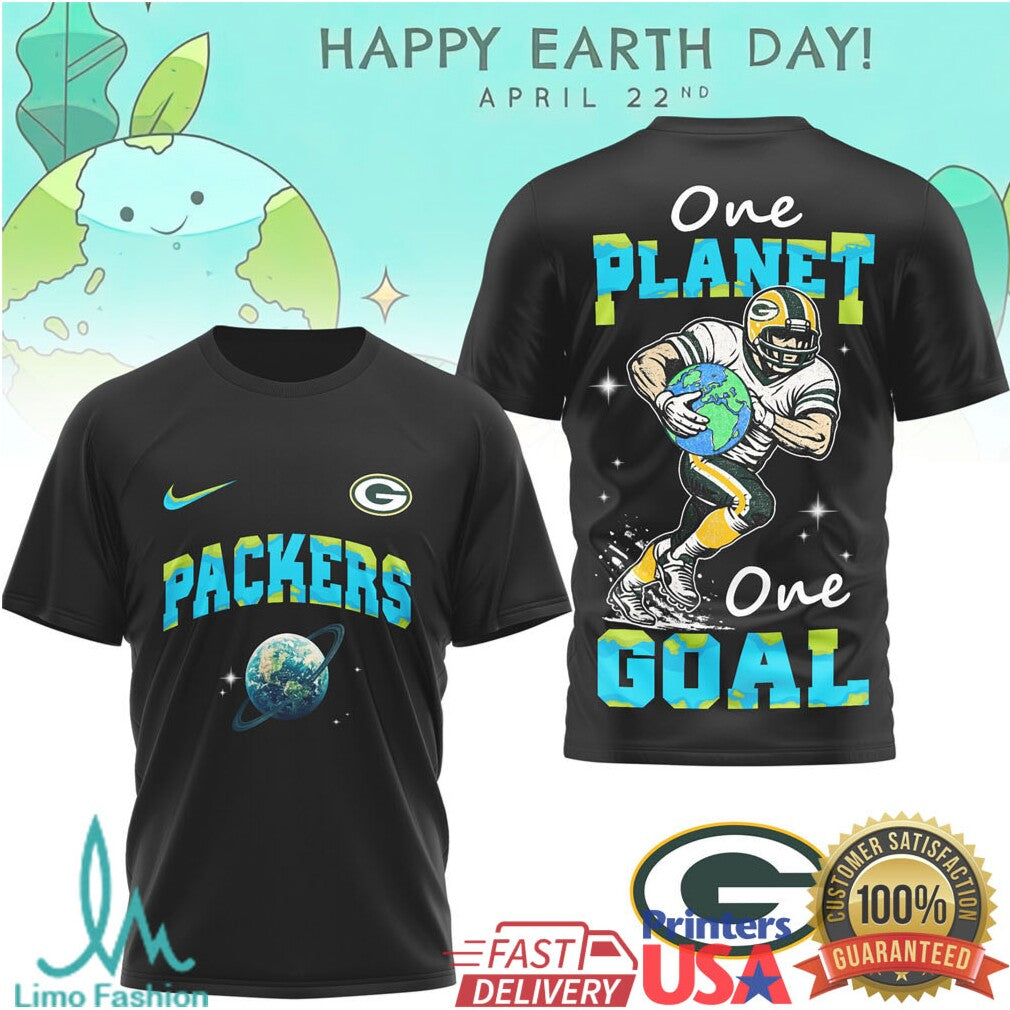 Green Bay Packers Earth Day One Planet One Goal Football T Shirt