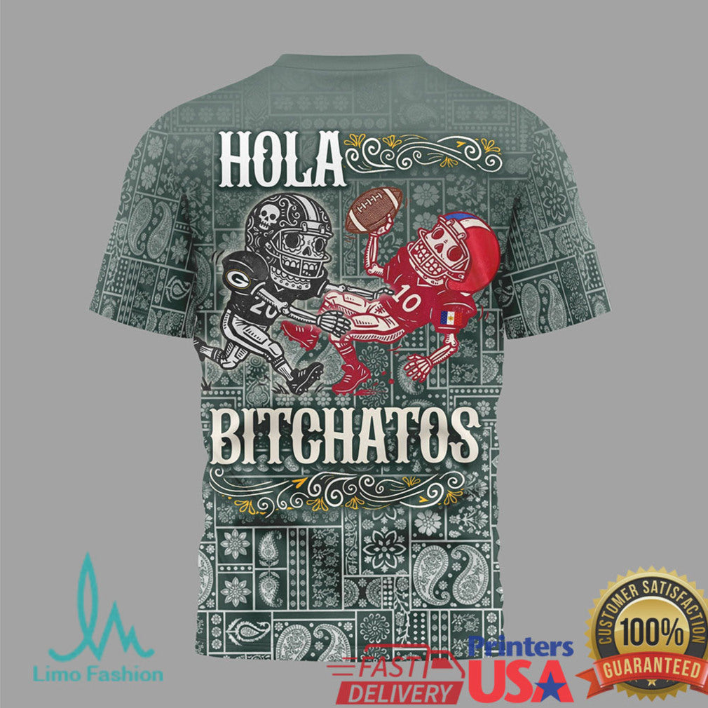 Green Bay Packers Feliz Cinco De Mayo T Shirt Dark Green Bitchatos Skeleton Football T Shirt - Limotees LLC
