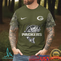 Green Bay Packers Fishing Camo Graphic T Shirt Bass Fishing Gift for Fans - Limotees LLC