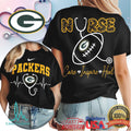 Green Bay Packers Football Nurse Care Inspire Heal 2026 Retro Women Fans White Green Black T Shirt - Limotees LLC
