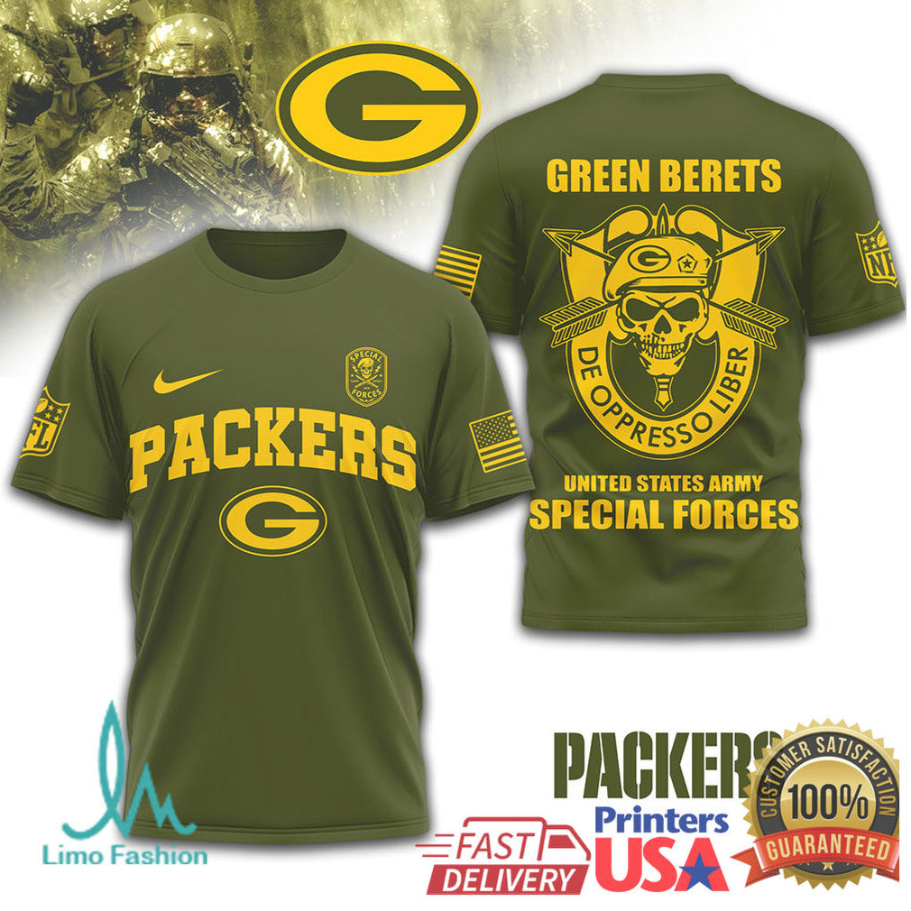 Green Bay Packers Green Berets Special Forces Military Olive T Shirt - Limotees LLC
