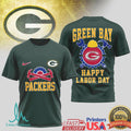 Green Bay Packers Happy Labor Day T Shirt Wisconsin Football Blue Collar Pride