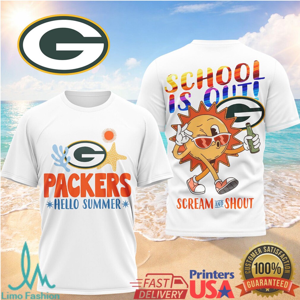 Green Bay Packers Hello Summer T Shirt School's Out Scream and Shout Football Vacation T Shirt
