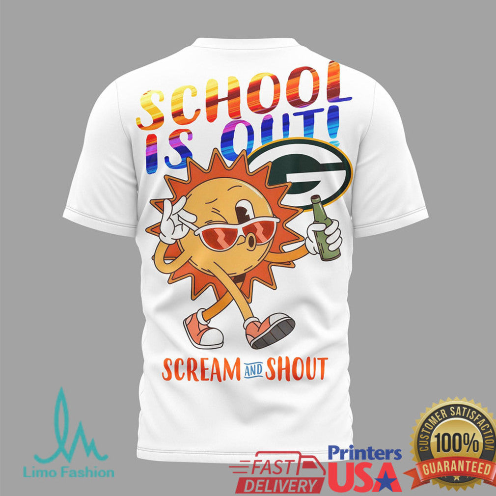 Green Bay Packers Hello Summer T Shirt School's Out Scream and Shout Football Vacation T Shirt