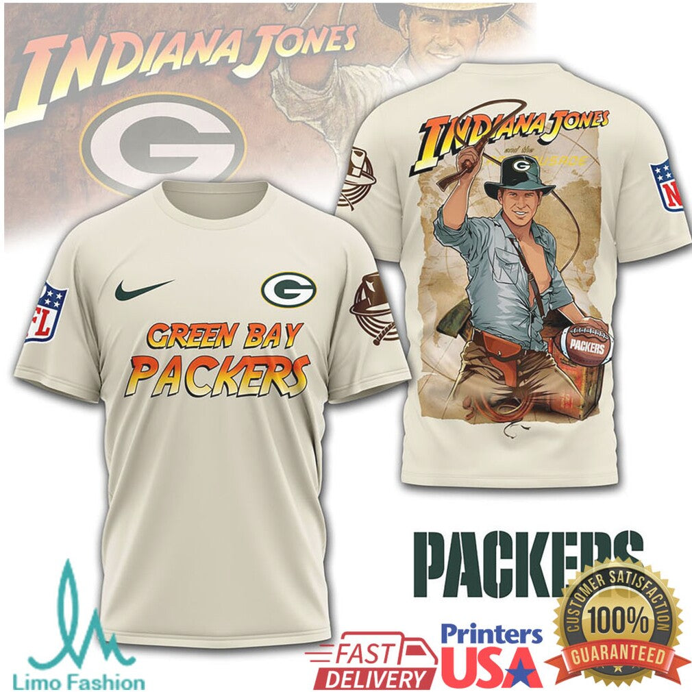 Green Bay Packers Indiana Jones Vintage Hero Graphic T Shirt - Limotees LLC