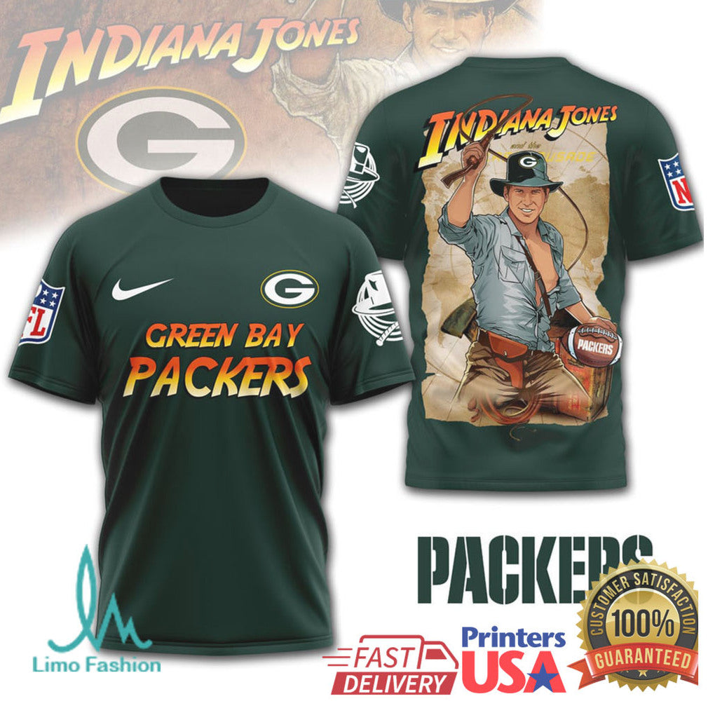 Green Bay Packers Indiana Jones Vintage Hero Graphic T Shirt - Limotees LLC