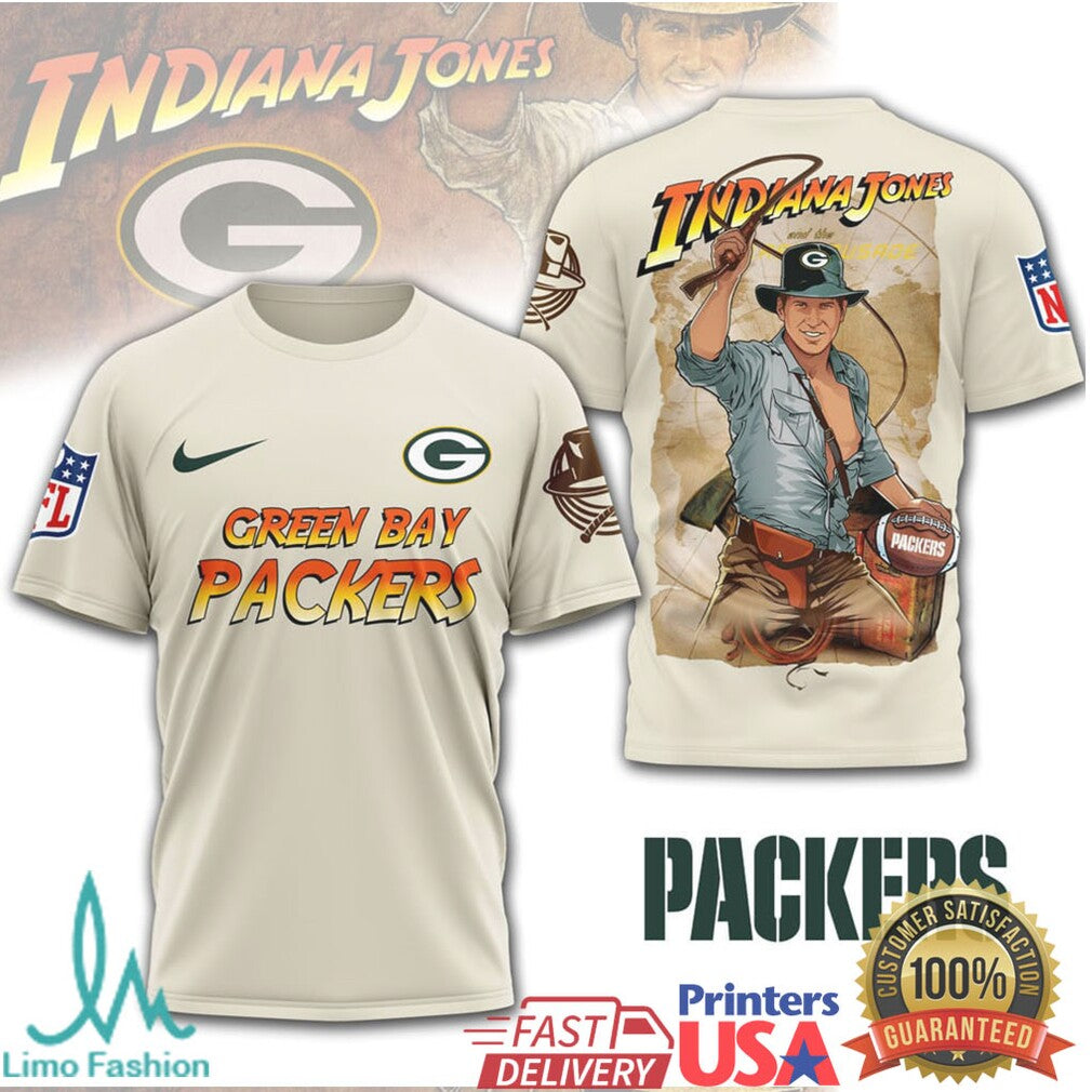 Green Bay Packers Indiana Jones Vintage Hero Graphic T Shirt - Limotees LLC