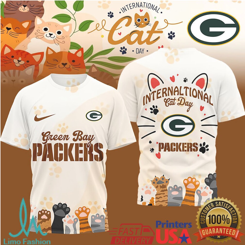 Green Bay Packers International Cat Day 3D All Over Print Apparel - Limotees LLC