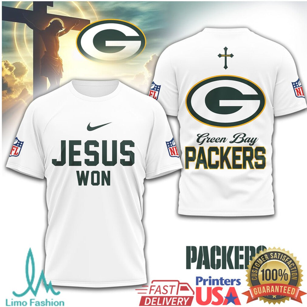 Green Bay Packers Jesus Won Christian Football T Shirt - Limotees LLC