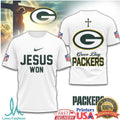 Green Bay Packers Jesus Won Christian Football T Shirt - Limotees LLC