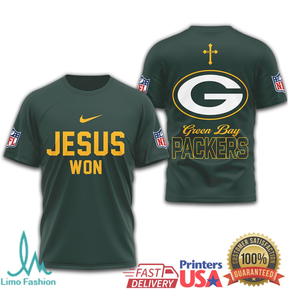 Green Bay Packers Jesus Won Christian Football T Shirt - Limotees LLC