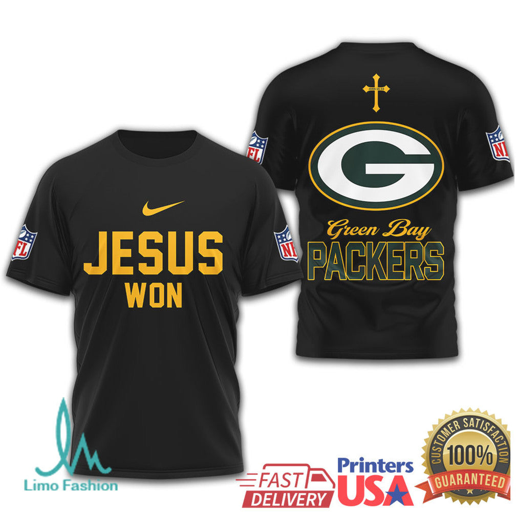Green Bay Packers Jesus Won Christian Football T Shirt - Limotees LLC