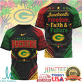 Green Bay Packers Juneteenth Freedom Faith Future Graphic T Shirt - Limotees LLC