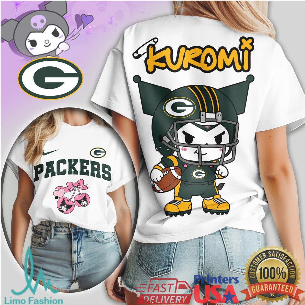 Green Bay Packers Kuromi Sanrio Football Graphic Tee - Limotees LLC