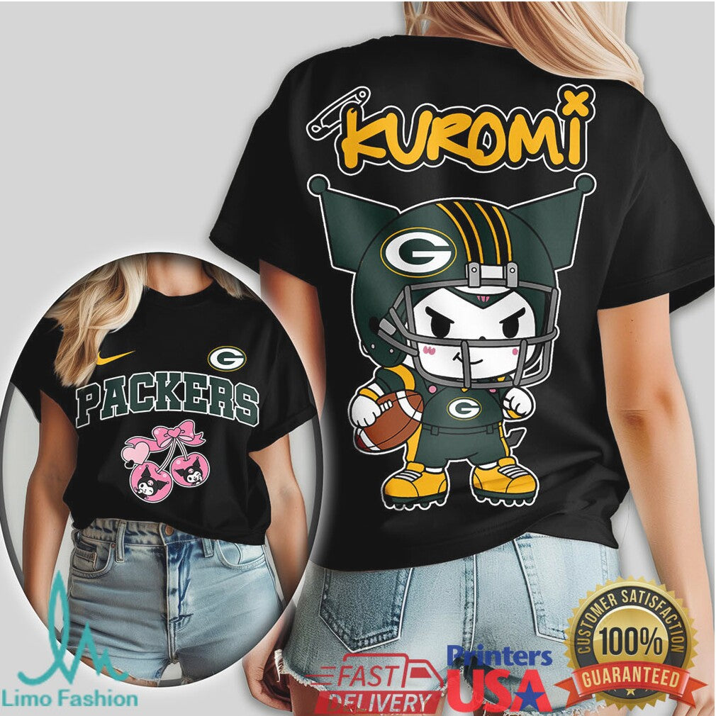 Green Bay Packers Kuromi Sanrio Football Graphic Tee - Limotees LLC