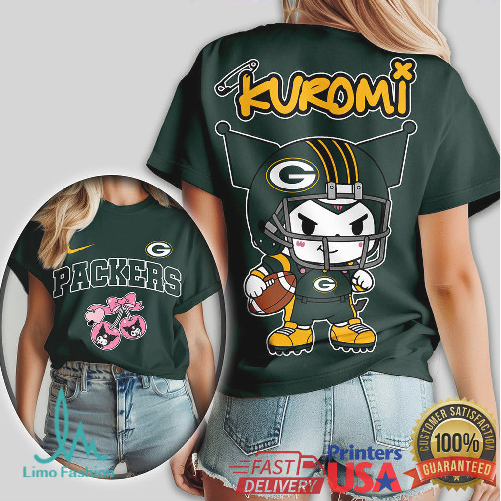 Green Bay Packers Kuromi Sanrio Football Graphic Tee - Limotees LLC