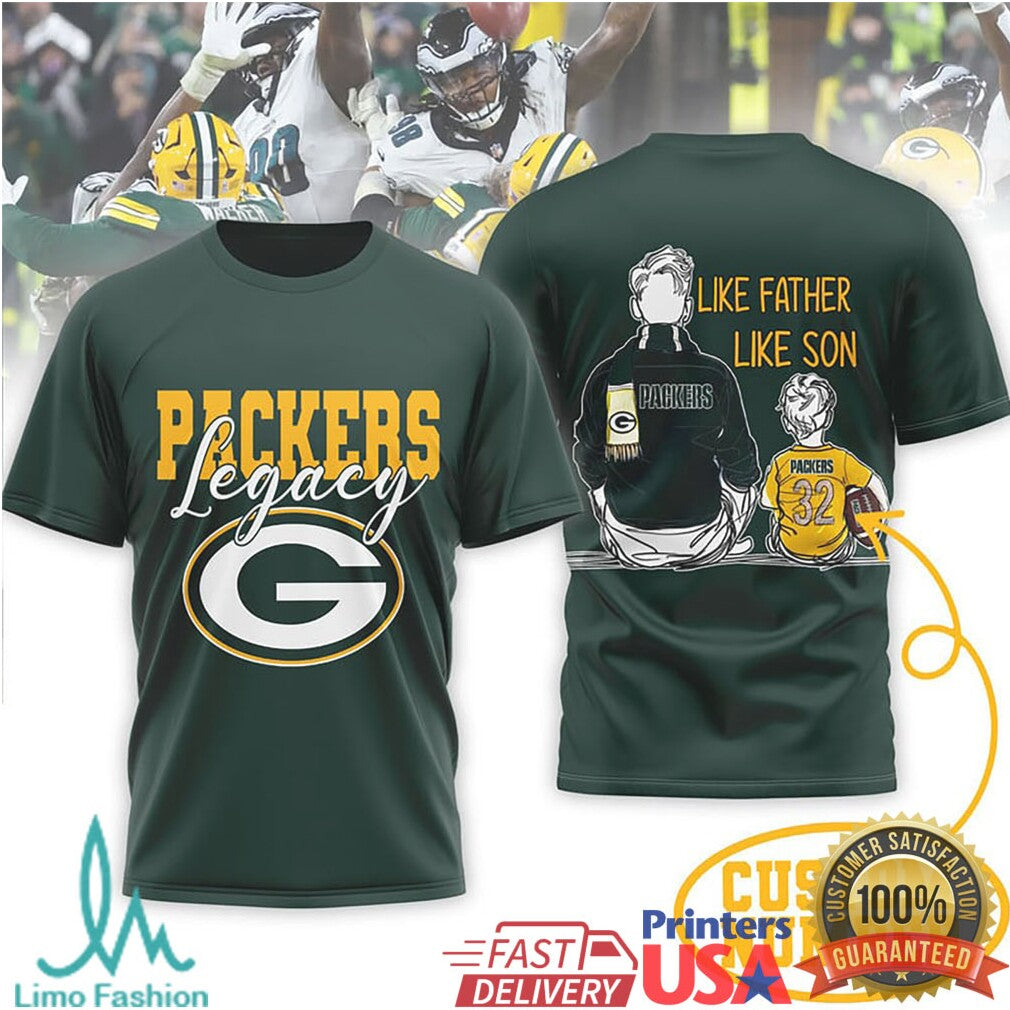 Green Bay Packers Legacy T Shirt Custom Number Family Football T Shirt