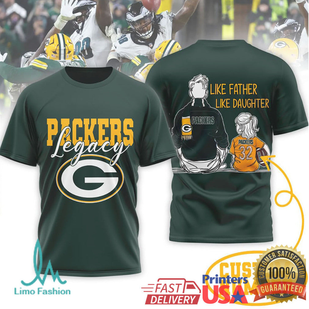 Green Bay Packers Legacy T Shirt Custom Number Family Football T Shirt
