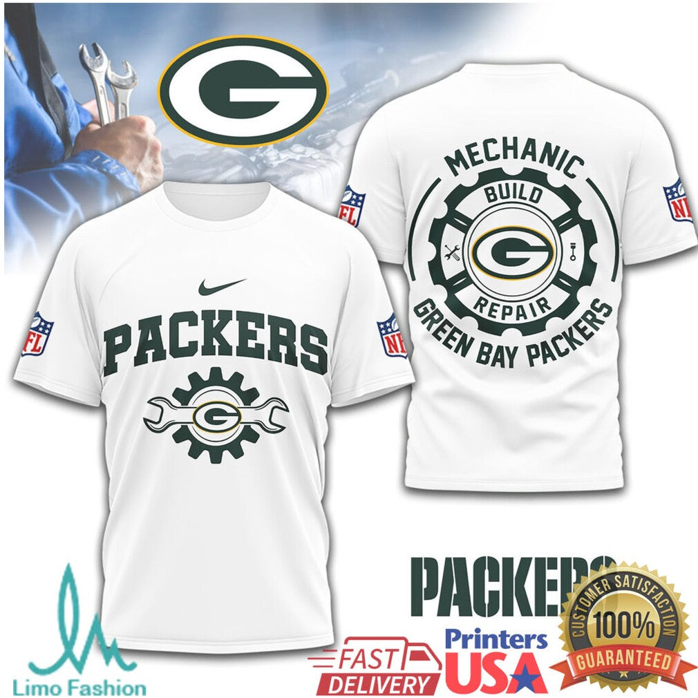 Green Bay Packers Mechanic Build Repair T Shirt - Limotees LLC