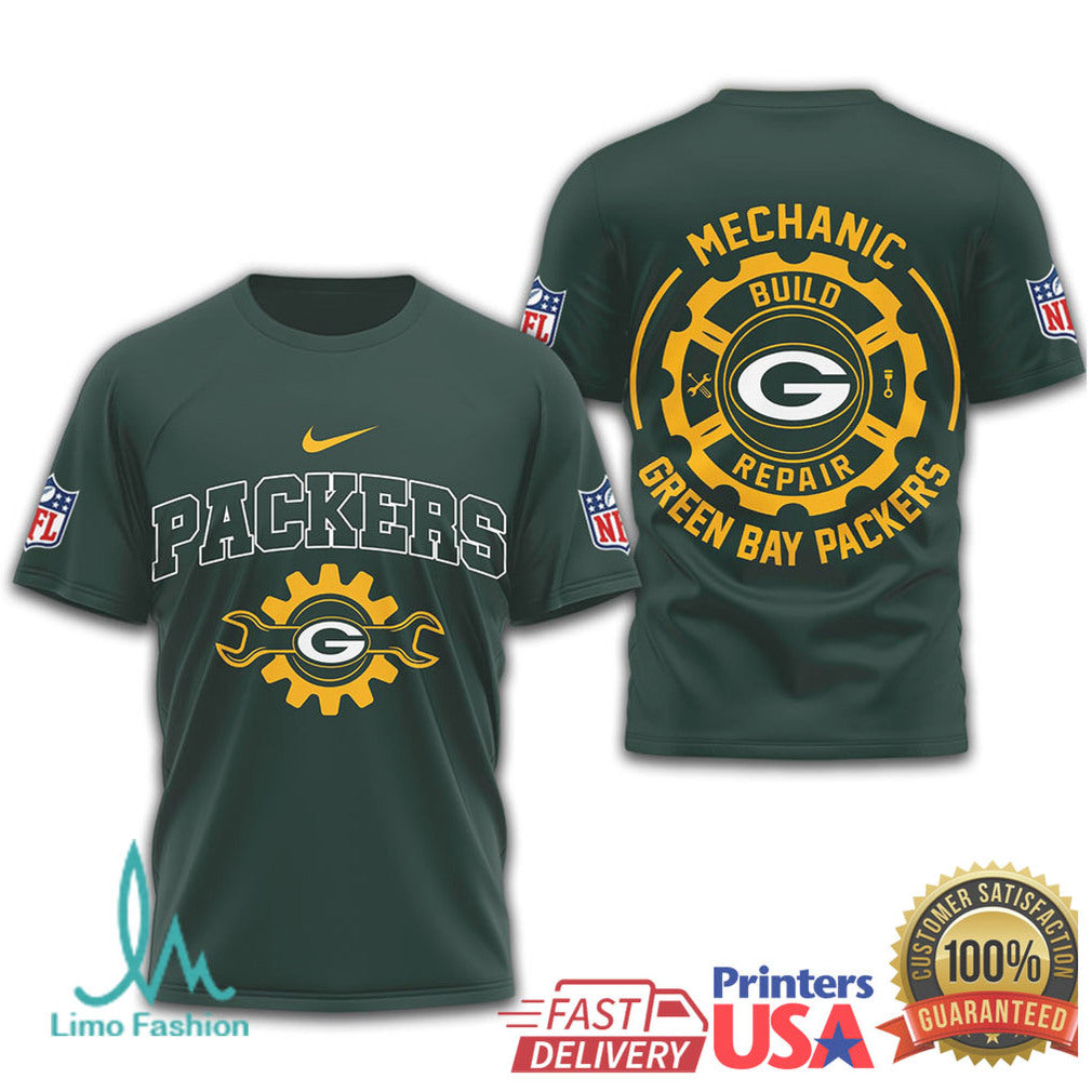 Green Bay Packers Mechanic Build Repair T Shirt - Limotees LLC