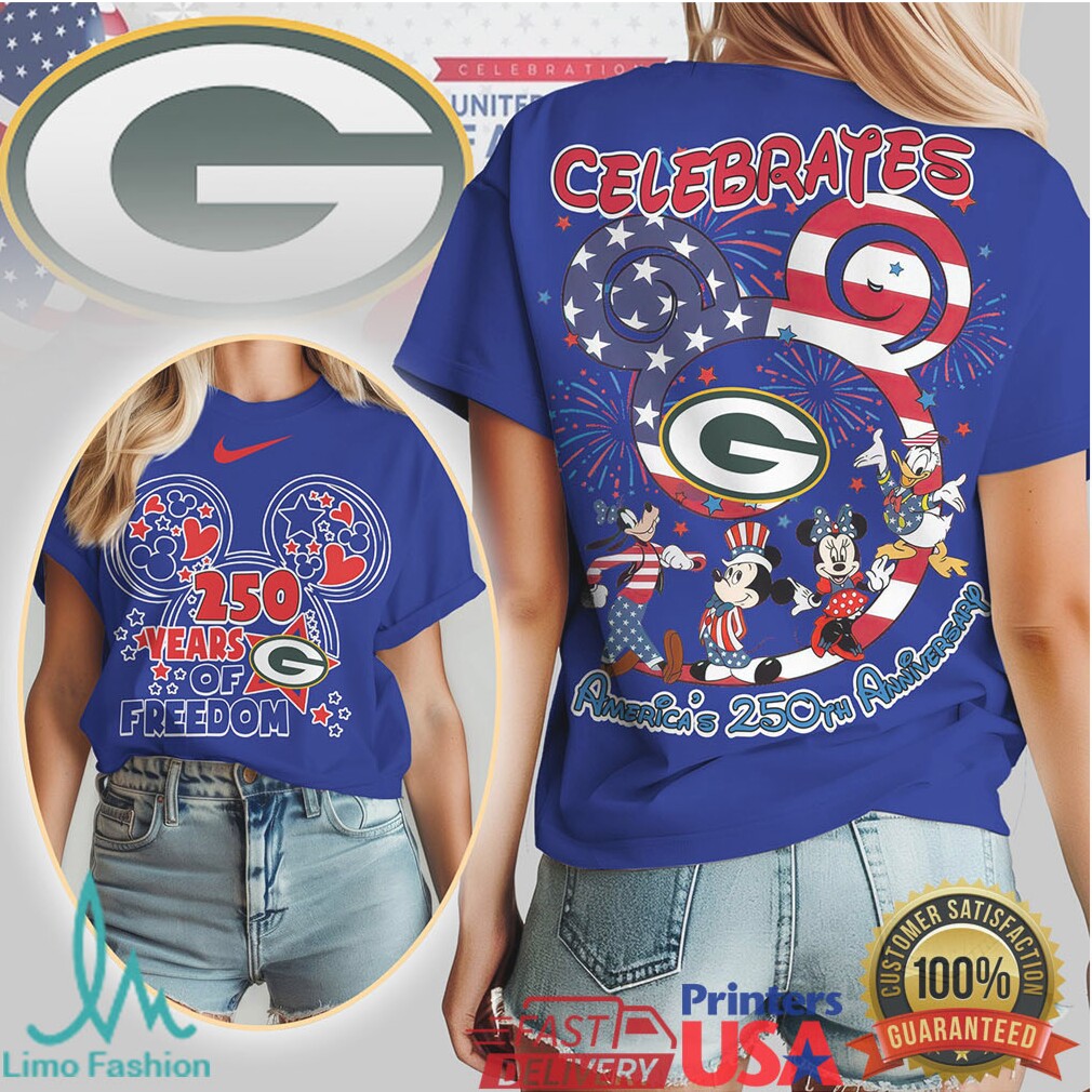 Green Bay Packers Mickey & Friends America's 250th Anniversary T Shirt - Limotees LLC