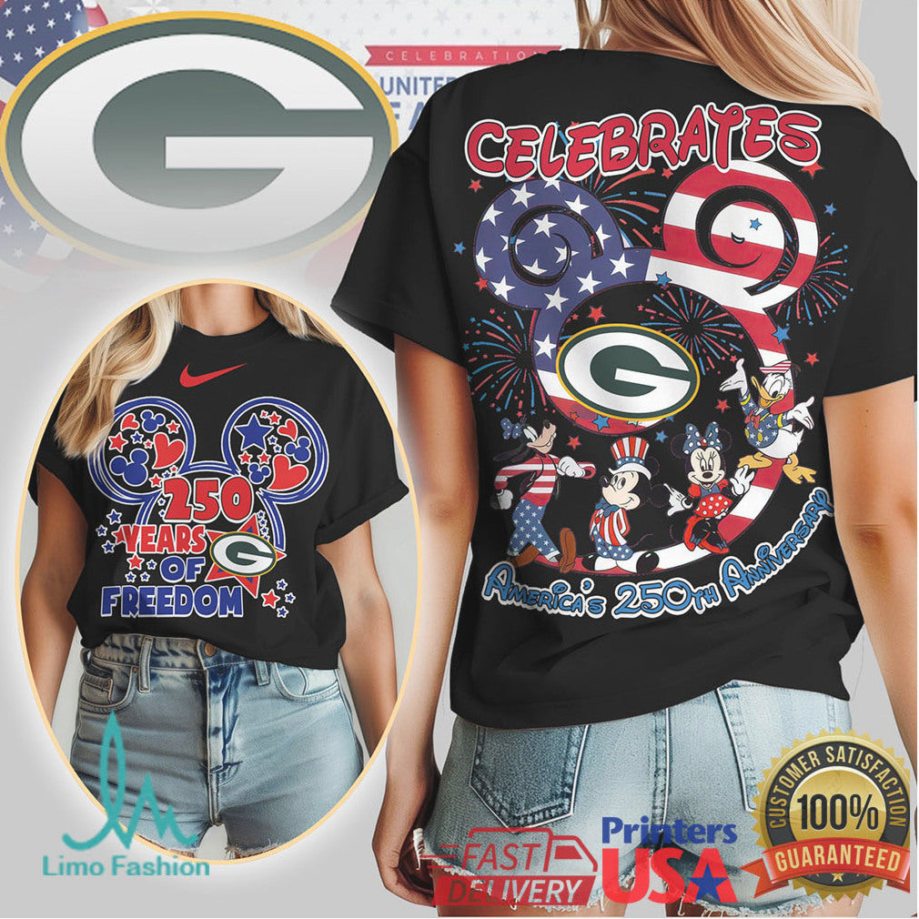 Green Bay Packers Mickey & Friends America's 250th Anniversary T Shirt - Limotees LLC