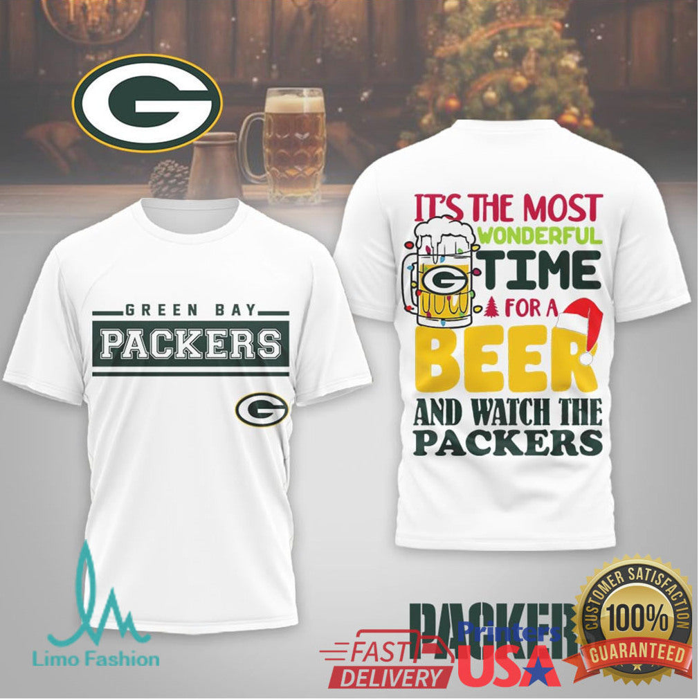 Green Bay Packers “Most Wonderful Time For A Beer” Christmas T Shirt - Limotees LLC