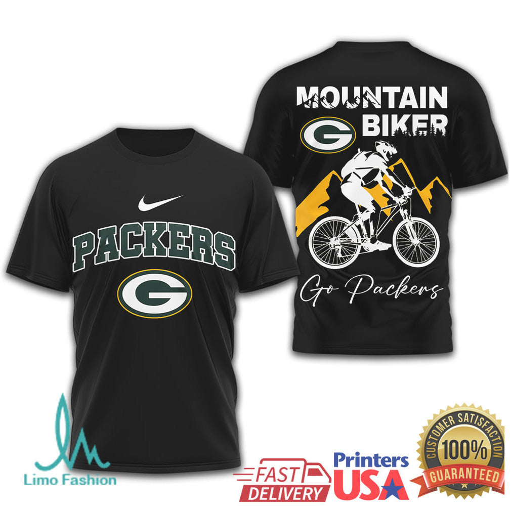 Green Bay Packers Mountain Biker T Shirt Go Packers Outdoor Sports T shirt - Limotees LLC