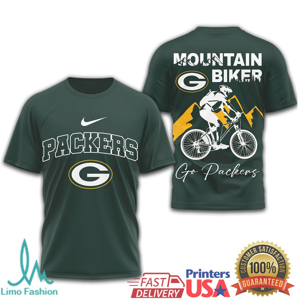 Green Bay Packers Mountain Biker T Shirt Go Packers Outdoor Sports T shirt - Limotees LLC