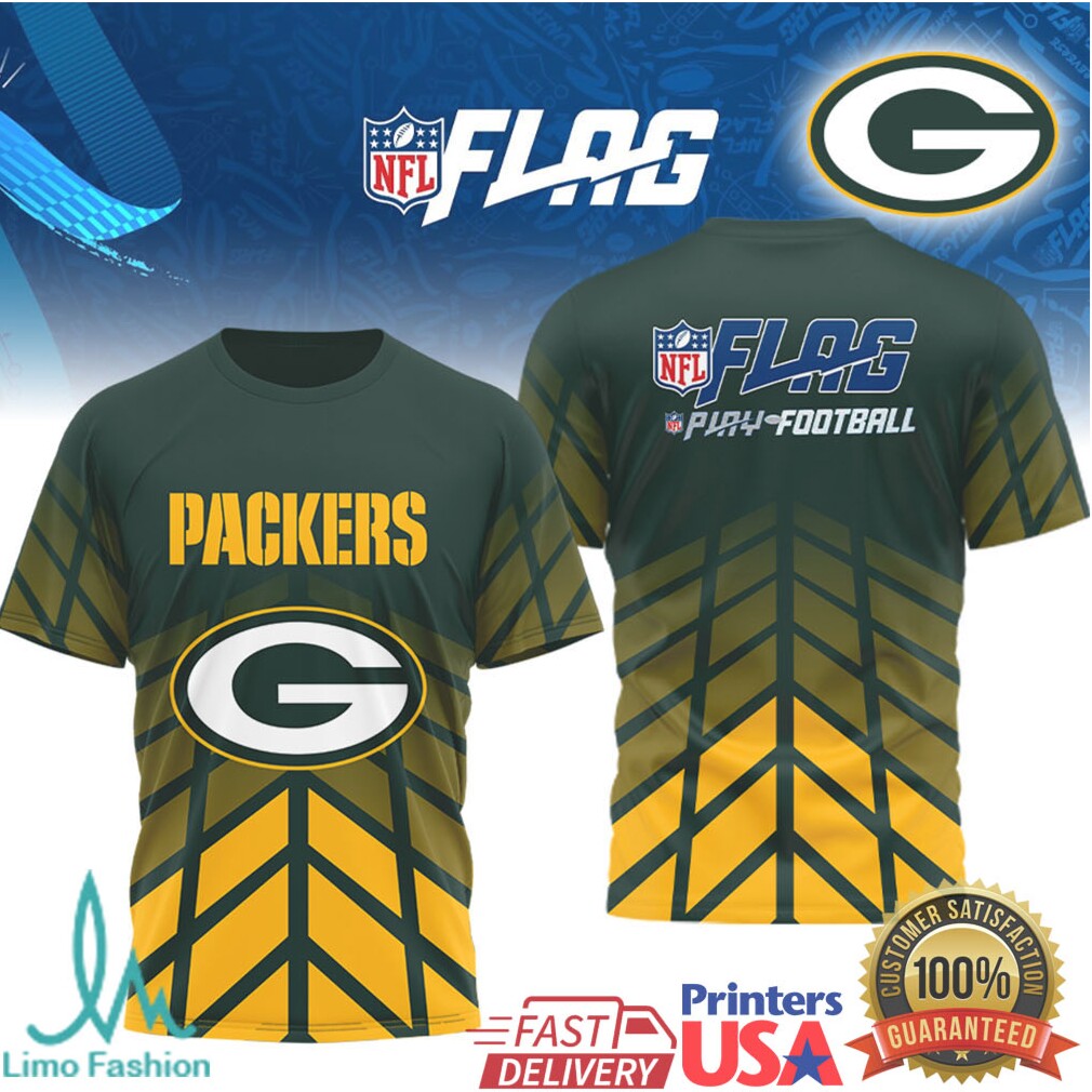 Green Bay Packers NFL FLAG Play Football Sublimated T Shirt - Limotees LLC