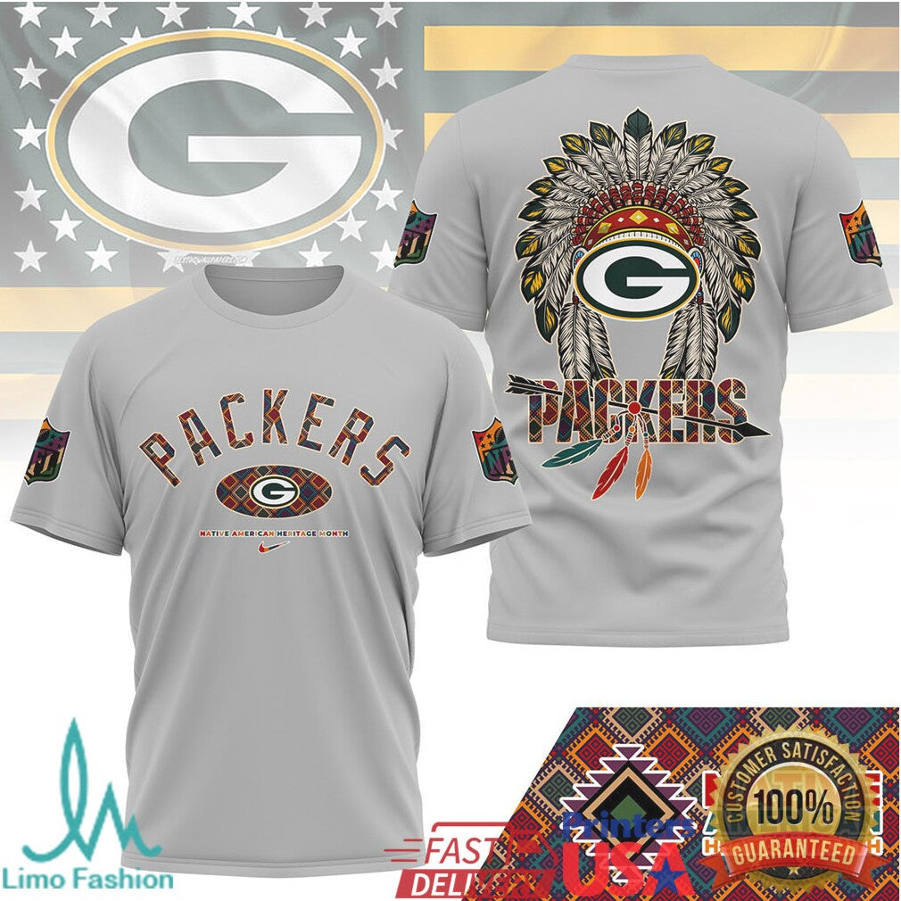 Green Bay Packers Native American Heritage Month T Shirt Headdress Logo - Limotees LLC