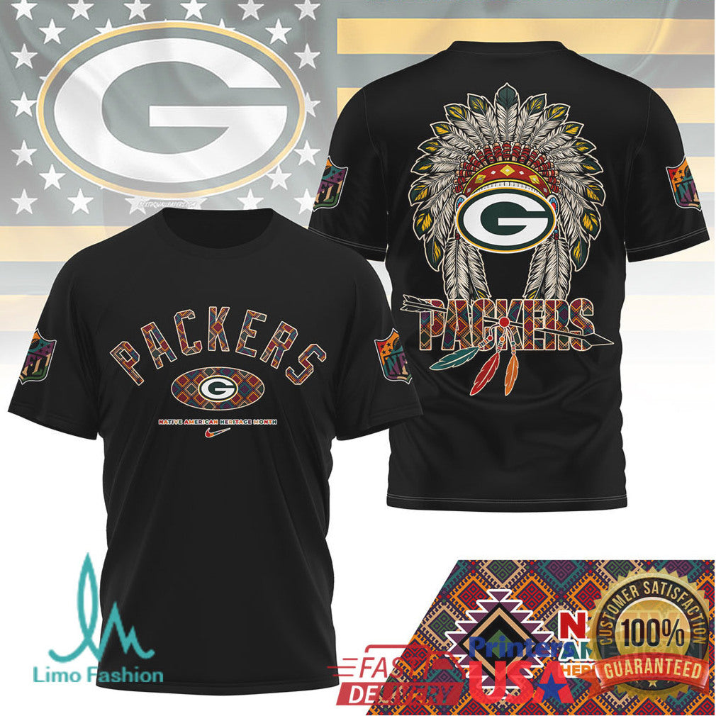 Green Bay Packers Native American Heritage Month T Shirt Headdress Logo - Limotees LLC