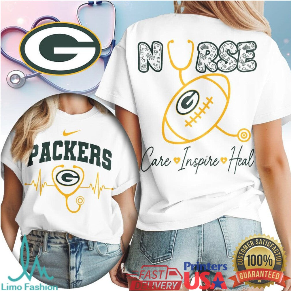 Green Bay Packers Nurse T Shirt NFL Team Stethoscope Medical Professional T Shirt - Limotees LLC
