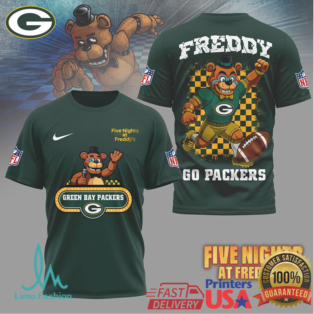 Green Bay Packers Official NFL Five Nights at Freddy's 3D Shirt - Limotees LLC