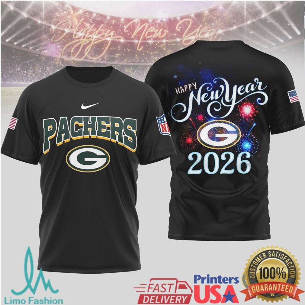 Green Bay Packers Official NFL Happy New Year 2026 3D Shirt - Limotees LLC