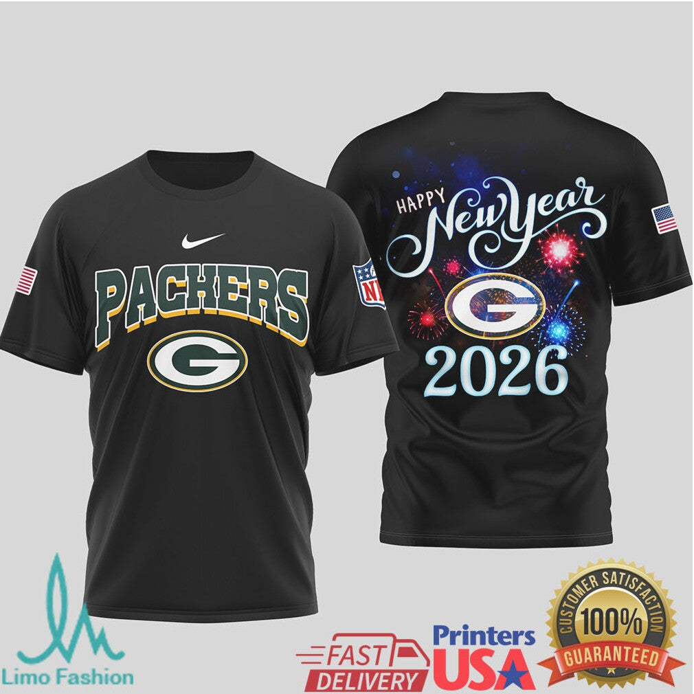 Green Bay Packers Official NFL Happy New Year 2026 3D Shirt - Limotees LLC