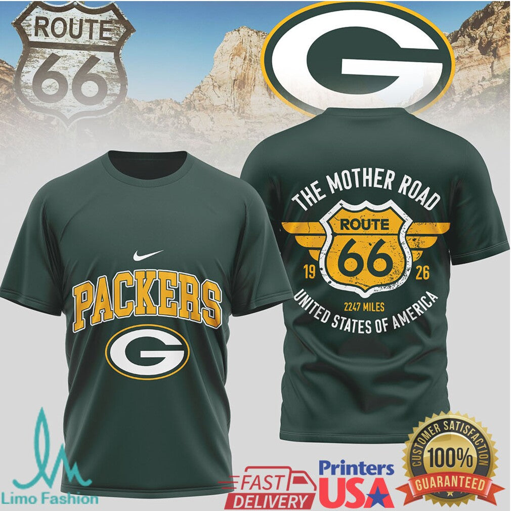Green Bay Packers Official NFL Route 66 3D Shirt - Limotees LLC
