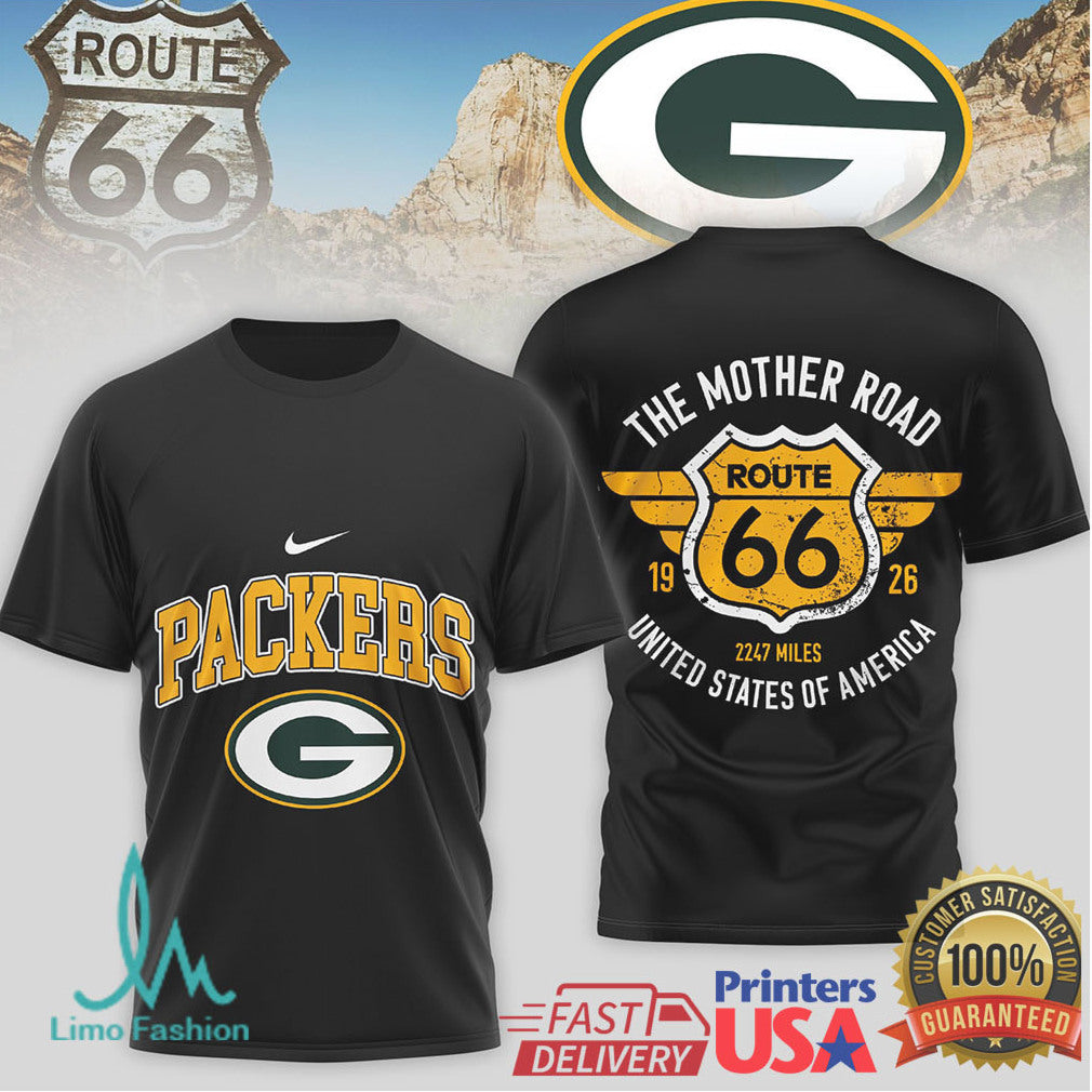 Green Bay Packers Official NFL Route 66 3D Shirt - Limotees LLC