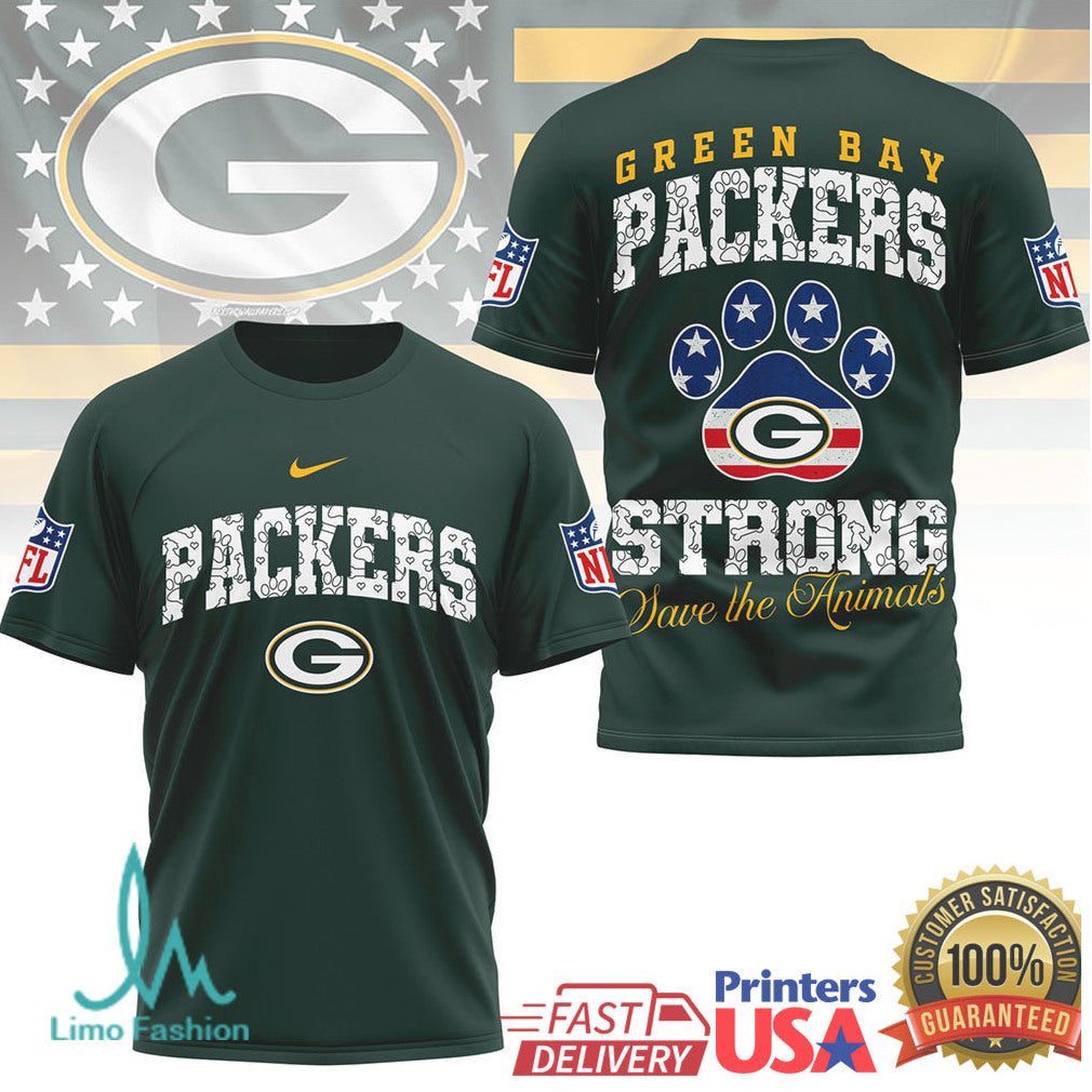 Green Bay Packers Official NFL Save The Animals Fan 3D Shirt - Limotees LLC
