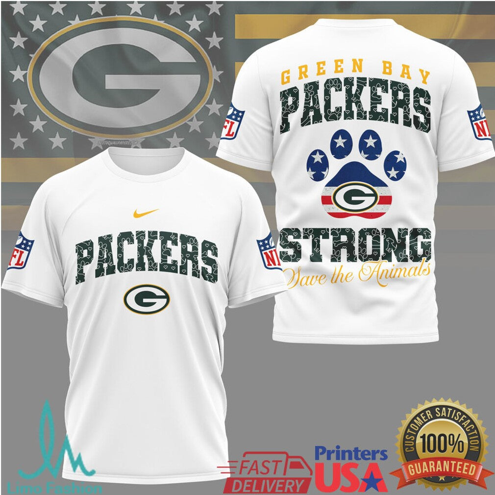 Green Bay Packers Official NFL Save The Animals Fan 3D Shirt - Limotees LLC