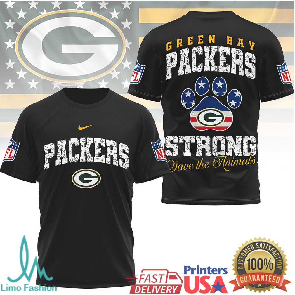 Green Bay Packers Official NFL Save The Animals Fan 3D Shirt - Limotees LLC