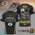 Green Bay Packers Old Trucker Skull Forever Graphic T Shirt - Limotees LLC