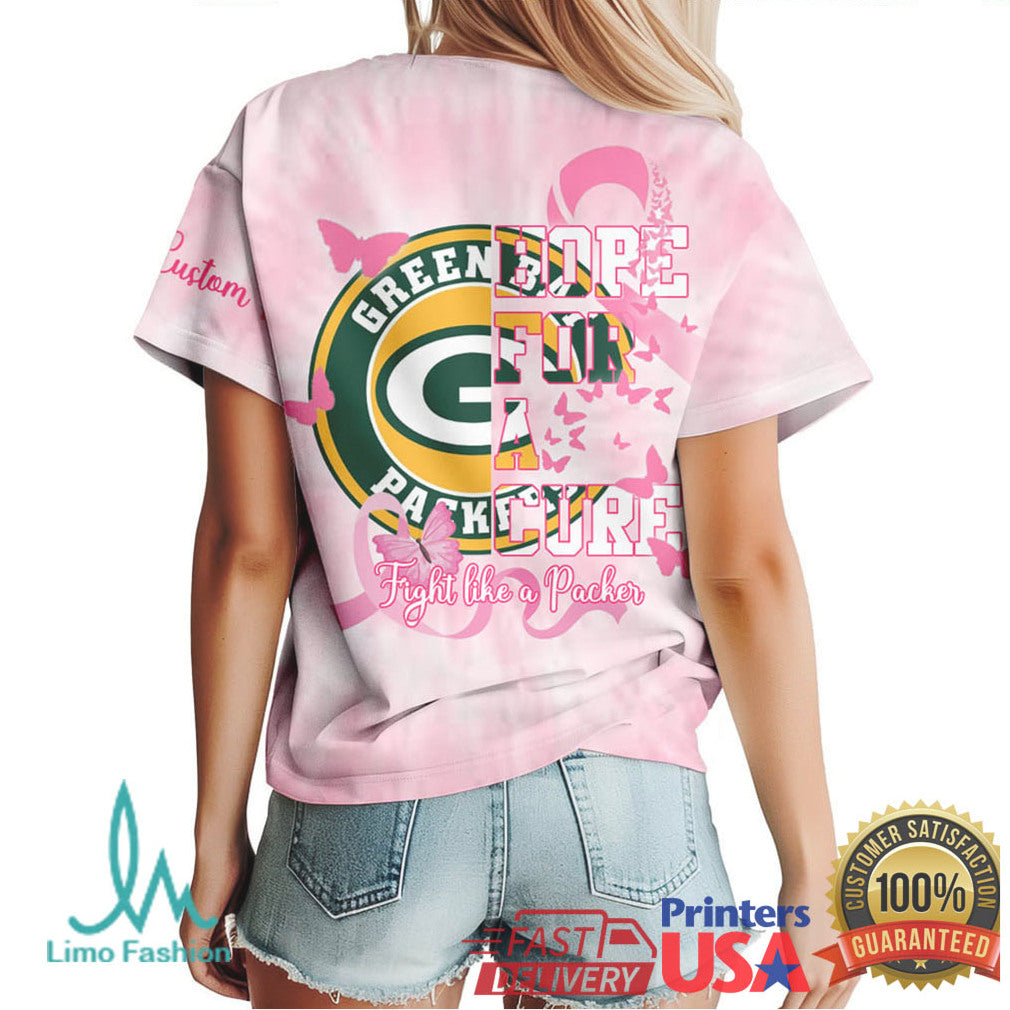Green Bay Packers Peace Love Hope Breast Cancer Awareness Pink Tie Dye Tee - Limotees LLC