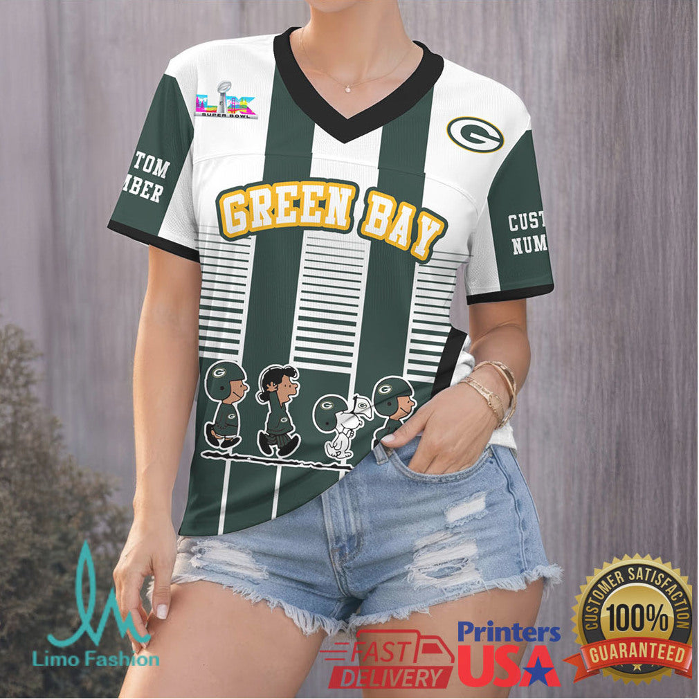 Green Bay Packers Peanuts Charlie Brown Snoopy Football Jersey - Limotees LLC