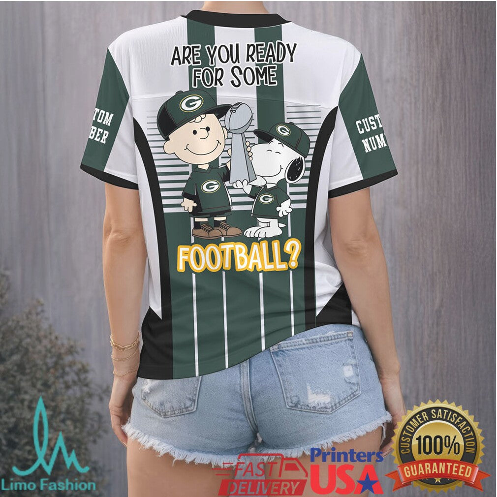 Green Bay Packers Peanuts Charlie Brown Snoopy Football Jersey - Limotees LLC