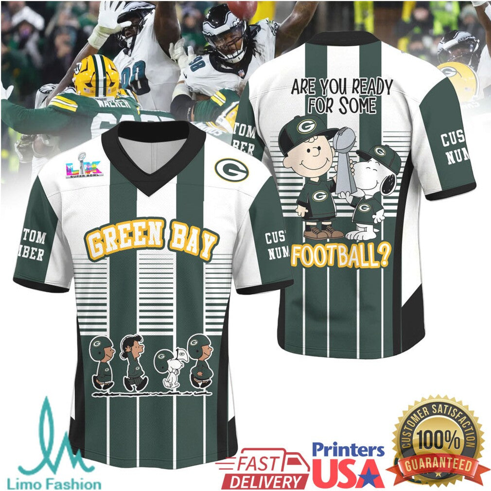 Green Bay Packers Peanuts Charlie Brown Snoopy Football Jersey - Limotees LLC