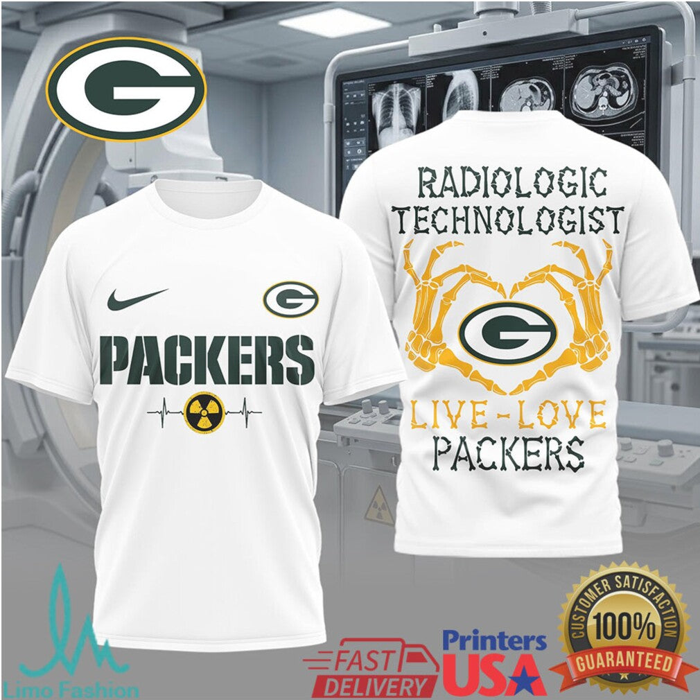 Green Bay Packers Radiologic Technologist T Shirt Live Love Packers X Ray Tech Rad Tech Gift - Limotees LLC