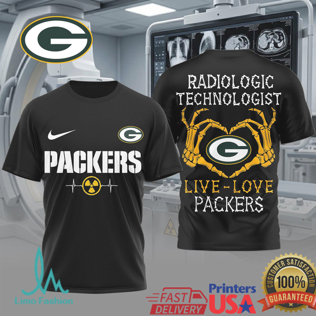 Green Bay Packers Radiologic Technologist T Shirt Live Love Packers X Ray Tech Rad Tech Gift - Limotees LLC
